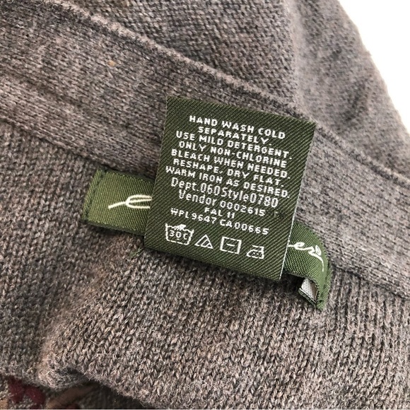 Eddie Bauer embroidered v-neck cardigan grey cotton blend berries beaded XL - Picture 7 of 8